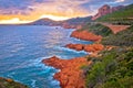 Franch riviera scenic coastline sunset view, mediterranean sea near Cannes