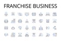 Franchise business line icons collection. Business model, Business opportunity, Chain operation, Company system