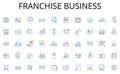 Franchise business line icons collection. Strategy, Management, Leadership, Innovation, Organizational, Operations