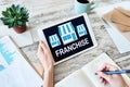 Franchise business model and growth concept on device screen. Royalty Free Stock Photo