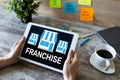 Franchise business model and growth concept on device screen. Royalty Free Stock Photo