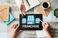 Franchise business model and growth concept on device screen Royalty Free Stock Photo