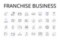Franchise business line icons collection. Business model, Business opportunity, Chain operation, Company system