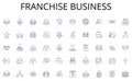 Franchise business line icons collection. Couple, Match, Duo, Twosome, Ensemble, Set, Partnership vector and linear