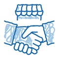 franchise handshake doodle icon hand drawn illustration