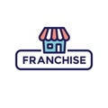 Franchise Icon Set with Home Office, corporate Headquarters and