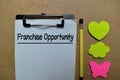 Franchise Opportunity write on a paperwork isolated on Office Desk