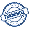 FRANCHISE text on blue grungy round rubber stamp