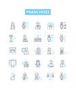 Franchises vector line icons set. Franchises, franchising, franchisors, franchisees, licensing, business, startups Royalty Free Stock Photo