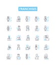 Franchises vector line icons set. Franchises, franchising, franchisors, franchisees, licensing, business, startups Royalty Free Stock Photo