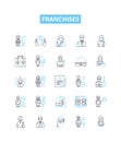 Franchises vector line icons set. Franchises, franchising, franchisors, franchisees, licensing, business, startups Royalty Free Stock Photo