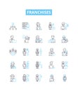 Franchises vector line icons set. Franchises, franchising, franchisors, franchisees, licensing, business, startups Royalty Free Stock Photo