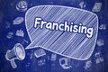 Franchising - Cartoon Illustration on Blue Chalkboard.