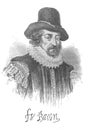 The Francis Bacon`s portrait, an English philosopher and statesman in the old book the Great Authors, by W. Dalgleish, 1891,