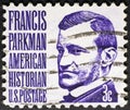 Francis Parkman, American historian, in vintage stamp