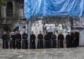 Franciscan Fathers on via Dolorosa procession. Jerusalem. Israel.