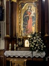 Franciscan Monastery of the Reformers in Wejherowo, Poland. Interior view. The altar with the image of Our Lady of Wejherowo