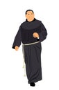 Franciscan monk, catholic priest vector illustration isolated on white background. Frat in uniform. Royalty Free Stock Photo