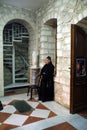 Franciscan monk in the Church of Jesus` first miracle in Cana Royalty Free Stock Photo