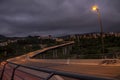 Francisco Aura Boronat bridge in Alcoy at nightfall with cloudy sky Royalty Free Stock Photo
