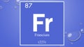 Francium chemical element symbol on blue bubble background