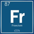 Francium chemical element, blue square symbol