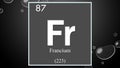 Francium chemical element symbol on wide bubble background