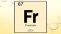 Francium chemical element symbol on yellow bubble background