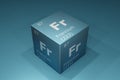 Francium, 3D rendering of symbols of the elements of the periodic table, atomic number, atomic weight, name and symbol. Education Royalty Free Stock Photo