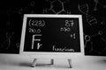 francium and symbol structural formula chemical on the blackboard