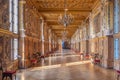 Francois the first gallery inside Fontainebleau castle Royalty Free Stock Photo