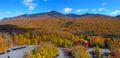 Franconia Notch in fall aerial view, New Hampshire, USA