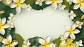 Frangipani flower frame, elegant greeting card template with empty space for text in the center Royalty Free Stock Photo