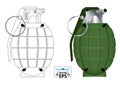 Frangmentation hand grenade vector illutration Royalty Free Stock Photo