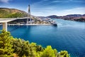 Franjo Tudjman bridge and blue lagoon with harbor of Dubrovnik,Dalmatia,Croatia,Europe Royalty Free Stock Photo