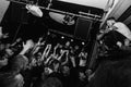 Frank Carter prepares to stage dive into crowd at a sold-out concert in Newcastle Cluny Royalty Free Stock Photo