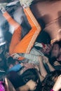 Frank Carter Crowd surfs upside down at a sold-out concert in Newcastle Think Tank Royalty Free Stock Photo