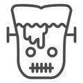 Frank man line icon. Scary monster with sliced head. Halloween party vector design concept, outline style pictogram on Royalty Free Stock Photo