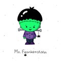 A frankenstain illustration in flat color design