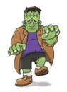 Frankenstein Cartoon Character On White Background