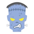 Frankenstein flat icon, halloween and scary