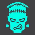 Frankenstein glyph icon, halloween and scary