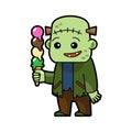 Frankenstein . Halloween cartoon characters . Vector