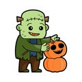 Frankenstein . Halloween cartoon characters . Vector