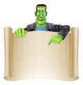 Frankenstein Halloween Sign Scroll Royalty Free Stock Photo