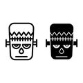 Frankenstein line and glyph icon. Monster vector illustration isolated on white. Mask outline style design, designed for