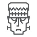 Frankenstein line icon, halloween and monster, zombie sign, vector graphics, a linear pattern on a white background. Royalty Free Stock Photo