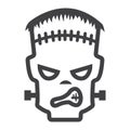 Frankenstein line icon, halloween and scary