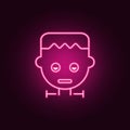 Frankenstein zombie mask icon. Elements of Halloween in neon style icons. Simple icon for websites, web design, mobile app, info