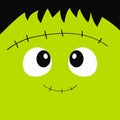 Frankenstein Zombie monster square face icon. Happy Halloween. Cute cartoon funny spooky baby character. Green head. Greeting card Royalty Free Stock Photo